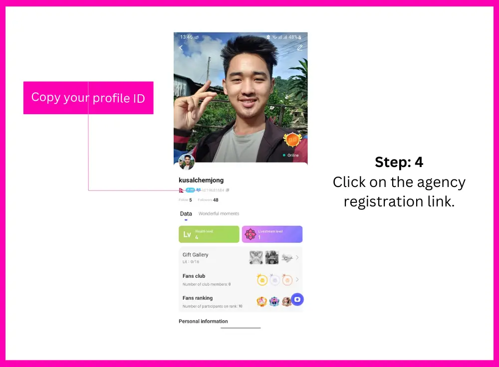 copy your profile id